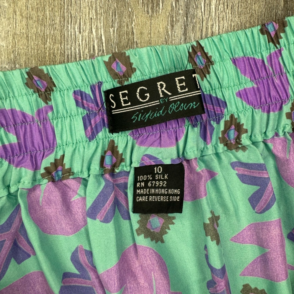 Segrets by Segrid Olson Turquoise Dove Vintage Silk Skirt Size 10 - Picture 5 of 5